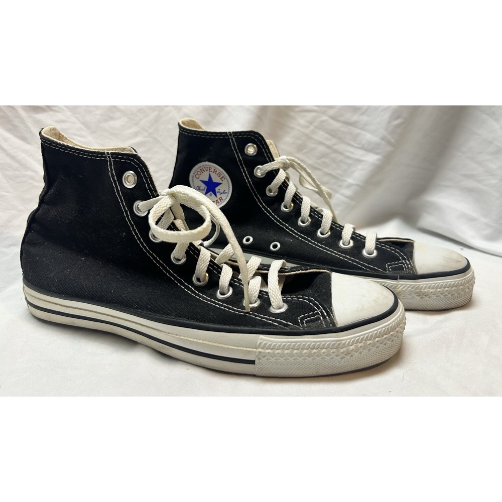 Vintage Converse Chuck Taylor All Star Black/White Canvas High Top Made in USA 8